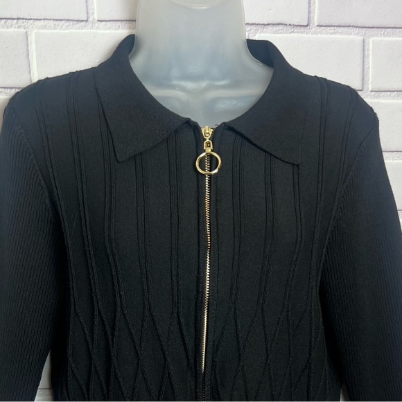 RIO & RIAN Black Zippered 3/4 sleeves Women's Top/size L - Picture 3 of 8